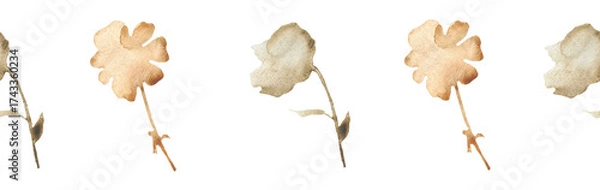 Fototapeta Flower border on a white background. Hand-drawn illustration. Perfect for autumn.
