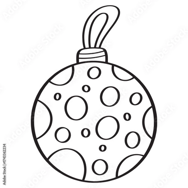 Obraz Isolate Coloring Christmas circle ball for winter season item, sticker, sign and more.