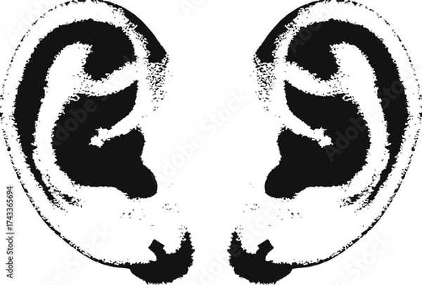 Fototapeta ear halftone stipple effect perfect for urban design. vector png transparent, auricle 2000s photocopy effect tattoo aesthetic