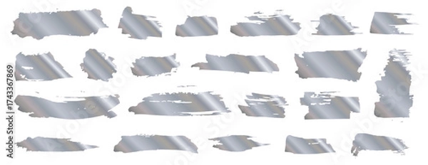 Fototapeta Silver grungy scratches collection isolated on white background. Scribble textures for lottery scratch