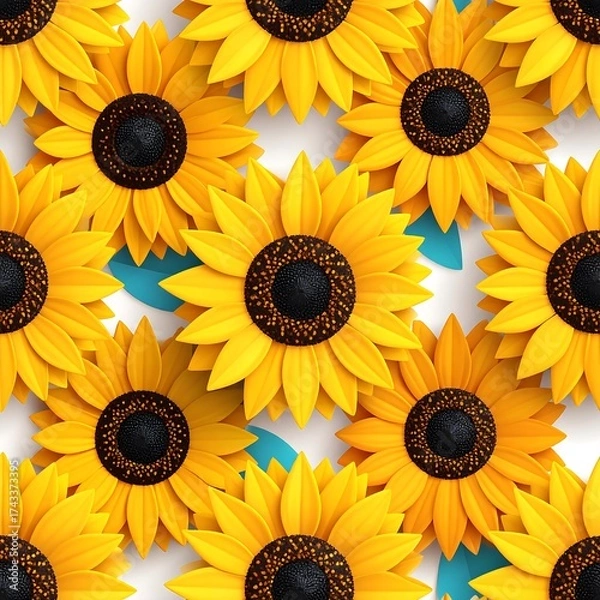 Obraz Vibrant Sunflower Pattern - A Cheerful and Sunny Floral Design.