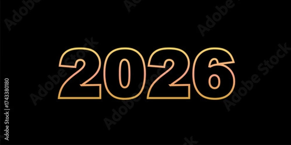 Obraz 2026 Text in Bright Orange and Yellow Gradient Design