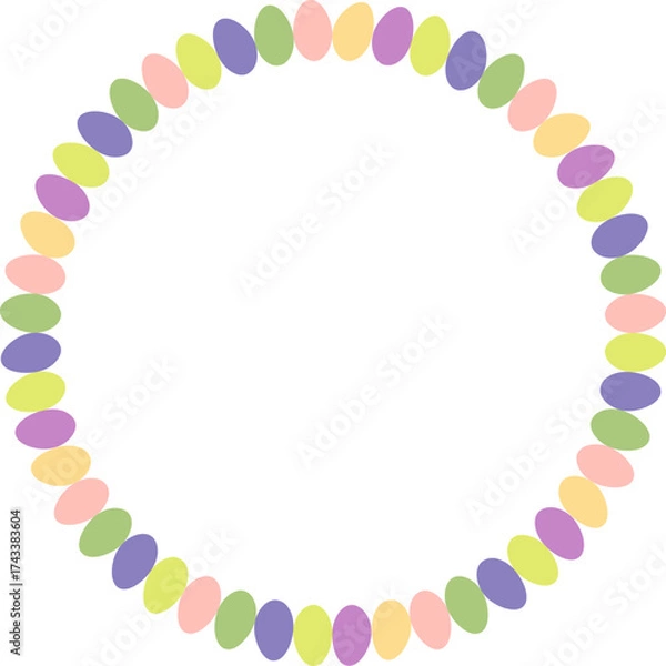 Fototapeta Painted Easter eggs frame with empty space. Copy space on transparent background. Easter egg hunt