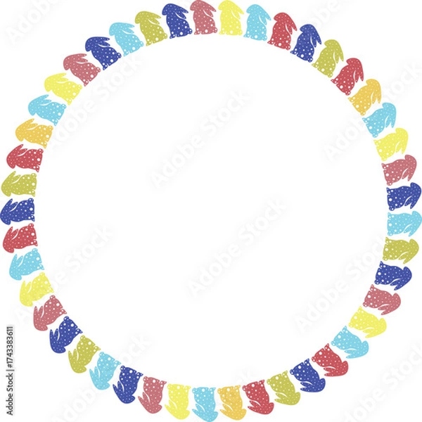 Fototapeta Easter bunny empty template. Easter rabbit in an empty frame. Spring Easter bunny rabbit silhouettes