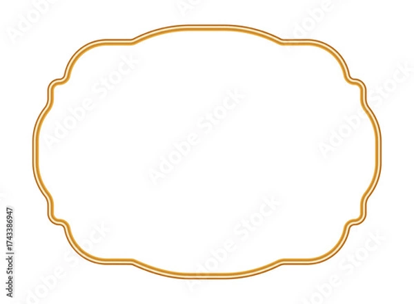 Fototapeta Golden luxury 3d frame, ornamental border. Realistic shiny oriental window, stamp, magic portal, arabesque frame, seal. Indian decorative element. Vector illustration for certificate, stamp, vignette