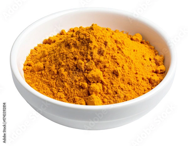 Obraz Ground Turmeric Powder in White Bowl Isolated on Background