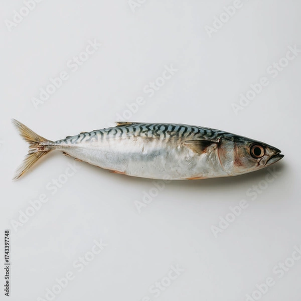 Fototapeta Raw mackerel, fish isolate on white background 