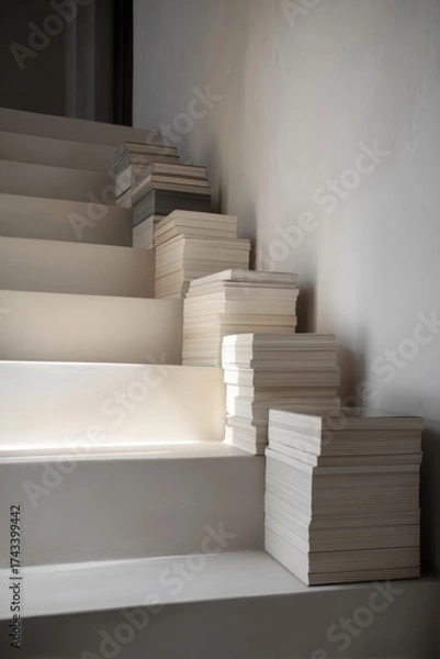 Fototapeta Books Stacked Like Stairs Showing Growth