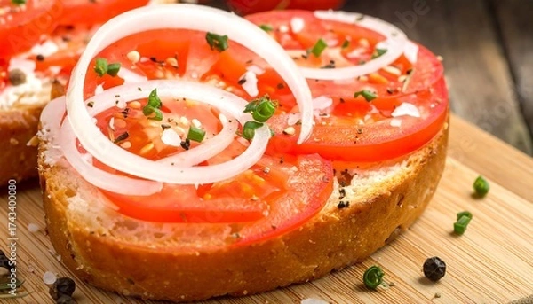 Obraz Tomato and Onion Bruschetta - A Fresh and Flavorful Appetizer.
