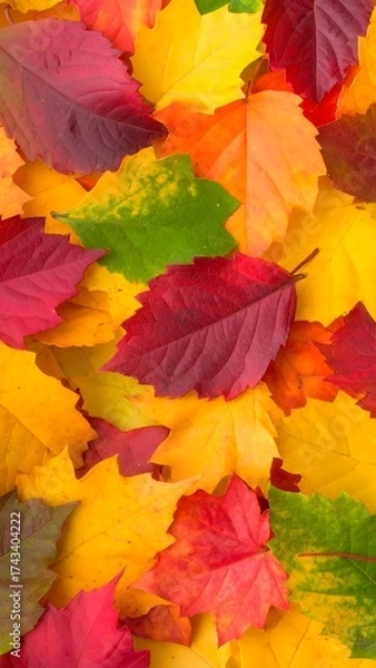 Obraz Autumnal Symphony - A vibrant tapestry of colorful leaves in natures embrace.