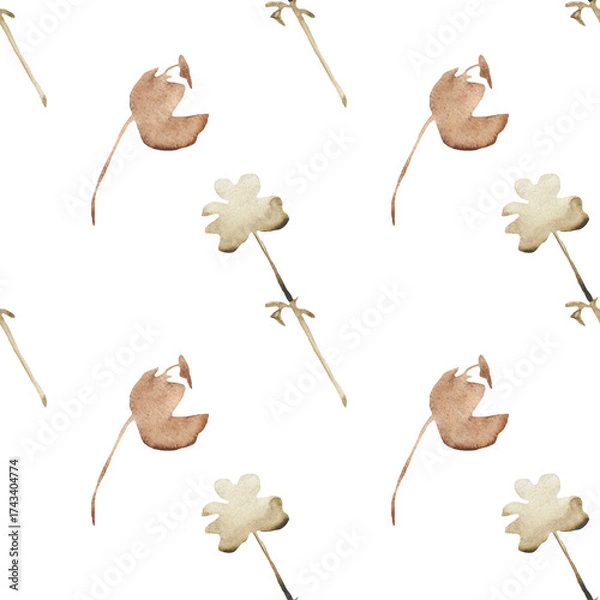 Fototapeta Orange flower pattern on a white background. Hand-drawn illustration. Perfect for autumn.