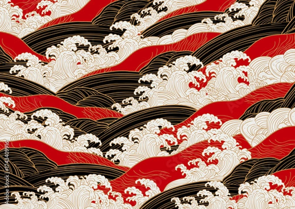 Obraz 波　海のイラスト背景
