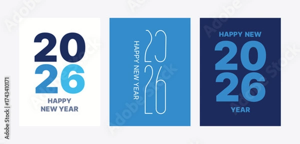 Fototapeta Festive 2026 New Year Greetings Creative Design Variations Celebrating the Upcoming Year with Modern and Minimalist Aesthetic