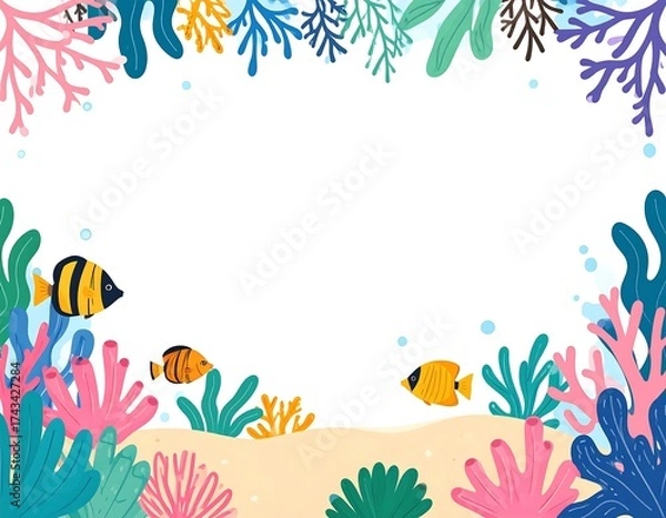 Obraz Colorful underwater scene with coral and fish (1)