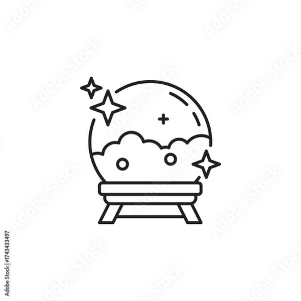 Fototapeta Magic Ball icon, Crystal Ball thin line and pixel Symbol Outline icon Editable Stroke