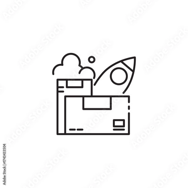 Fototapeta Parcel delivery icon, Delivery service thin line and pixel Symbol Outline icon Editable Stroke