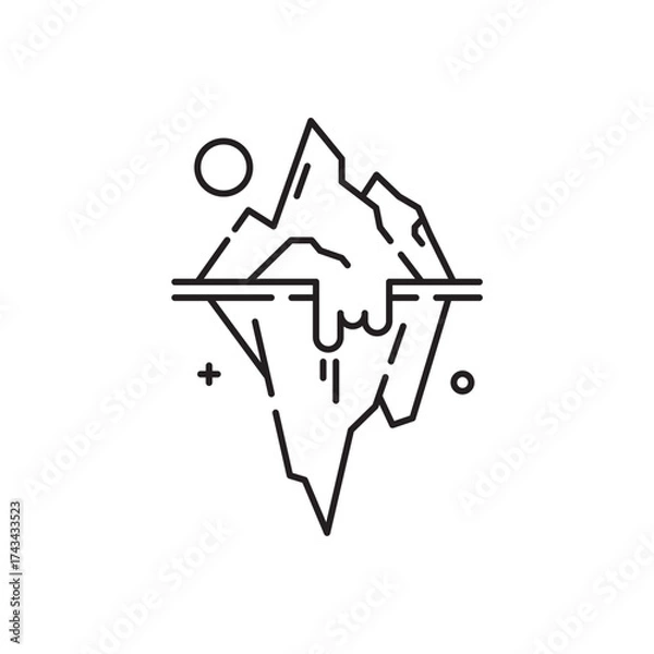 Fototapeta iceberg icon, Underwater , Success Symbol Outline icon Transparent background Editable Stroke