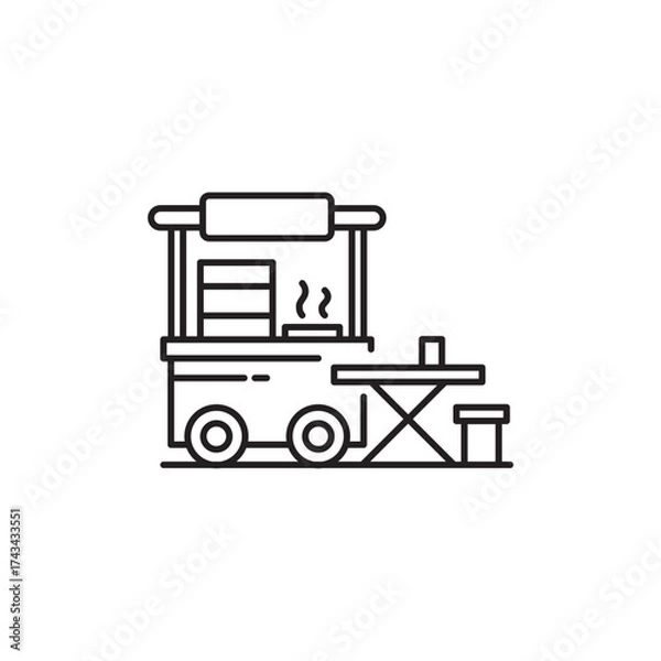 Fototapeta Street Food icon, Stall, Food cart Symbol Outline icon Transparent background Editable Stroke