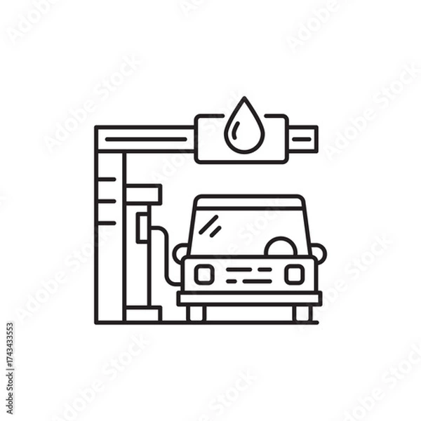 Fototapeta Gas station icon, Fuel Pump, Self-service Symbol Outline icon Transparent background Editable Stroke