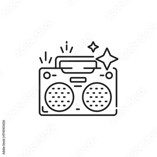Fototapeta boombox icon, players Symbol Outline icon Transparent background Editable Stroke