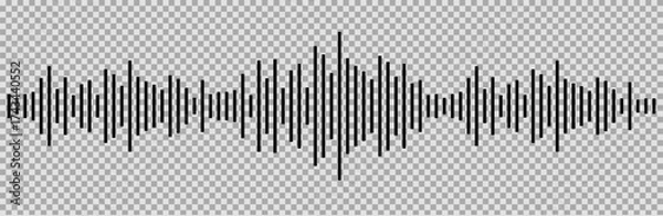 Fototapeta Audio player soundwave or voice message, sound radio wave icon, voice message podcast audio recording. Music waveform pulse, equalizer rhythm symbol. Record level vibration.