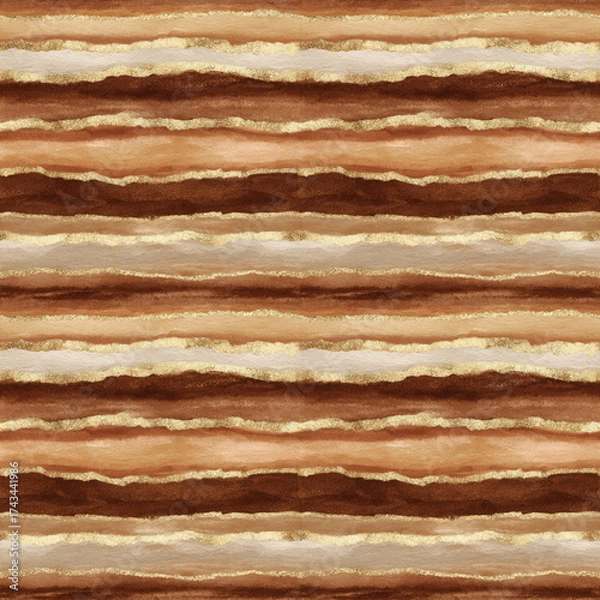 Obraz Striking Stripes of Brown and Gold Artistic Design. Seamless File