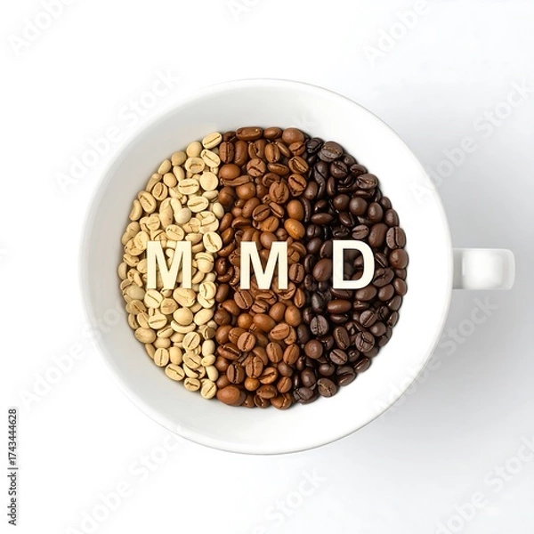 Obraz Coffee beans arranged in a pie chart within a white mug