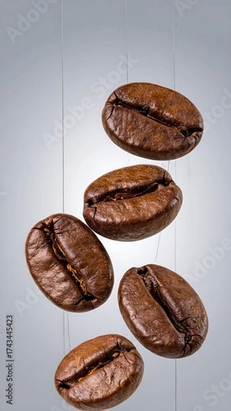 Obraz Coffee beans suspended in mid-air