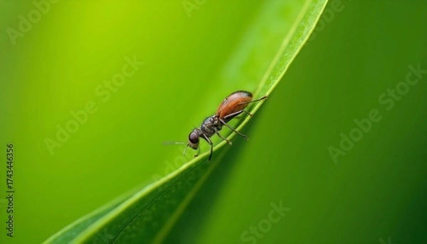Fototapeta Insect on Leaf Macro Nature Background