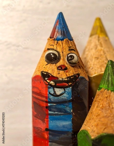 Obraz Colored pencil with a cartoon face
