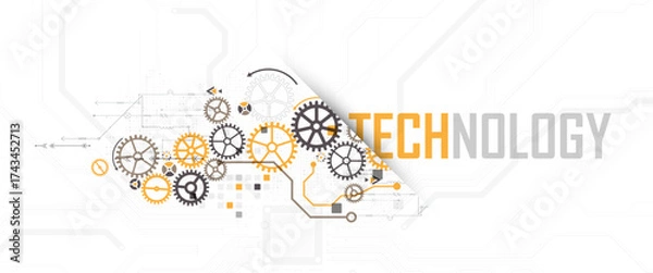 Fototapeta Abstract technology background. Cogwheels theme. Vector illustration