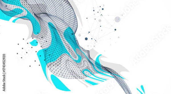 Fototapeta The abstract wave is made in a frame style. Template for science and technology presentation. Vector art.