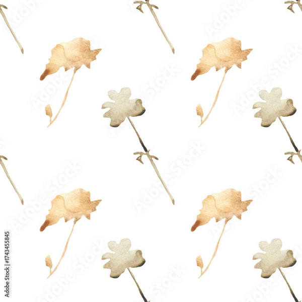 Fototapeta Orange flower pattern on a white background. Hand-drawn illustration. Perfect for autumn.