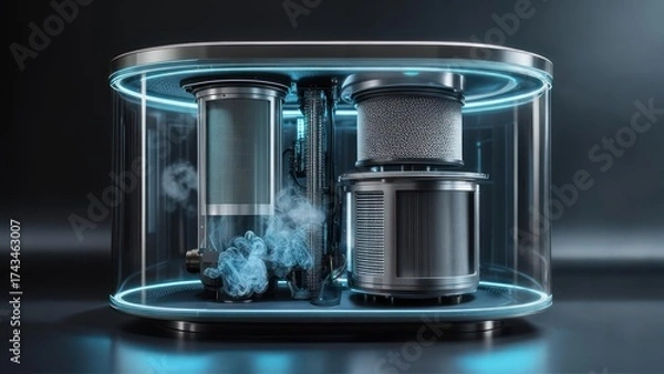 Fototapeta Futuristic Air Purifier with Glowing Accents and Advanced Filtration.