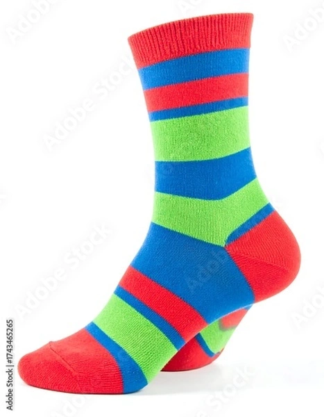 Obraz Vibrant striped socks against a white background