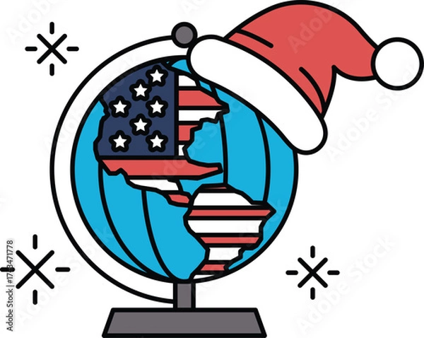 Fototapeta A globe with a hat on top of it
