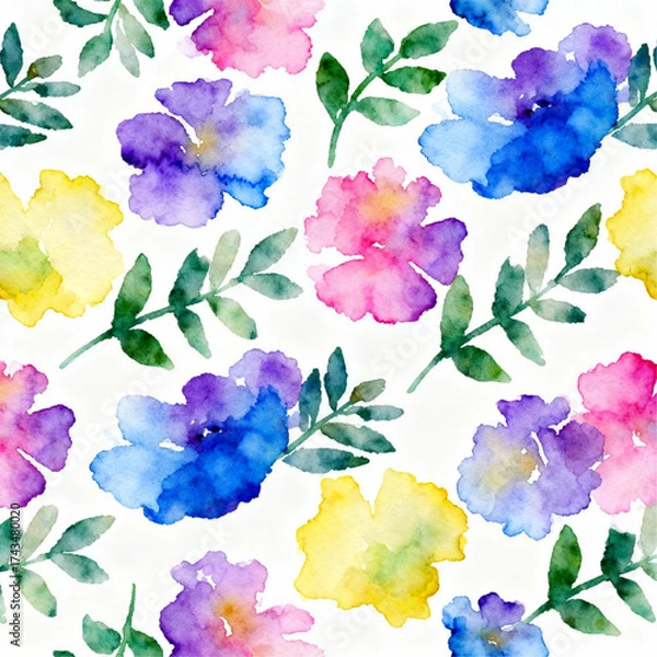 Fototapeta watercolor_flower_splashes_pattern