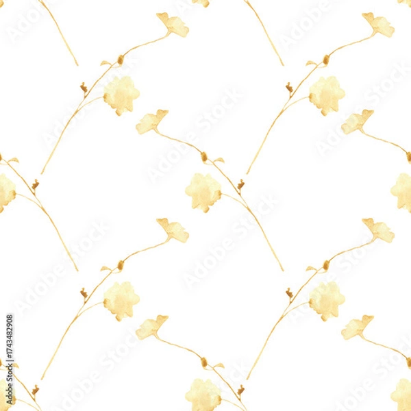 Fototapeta Orange flower pattern on a white background. Hand-drawn illustration. Perfect for autumn.