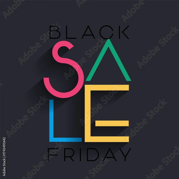Fototapeta Black Friday Sale background with a colourful text design 