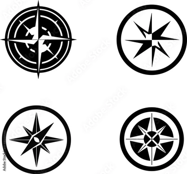 Fototapeta Compass Line Icon – Navigation, Travel, and Direction Symbol Vector