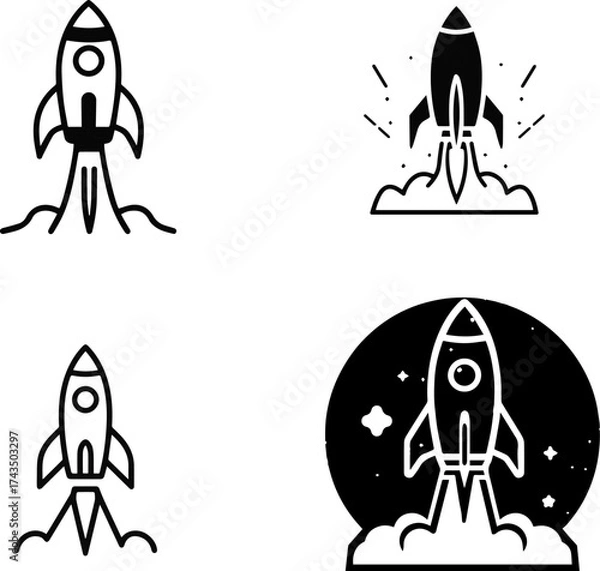 Fototapeta Rocket Line Icon – Startup and Innovation Symbol Vector