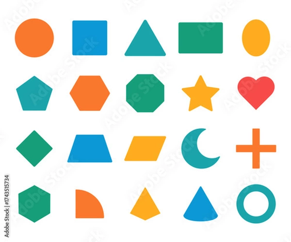 Fototapeta Vector abstract colorful geometric shapes set of illustration trendy minimal patterns modern design elements pack