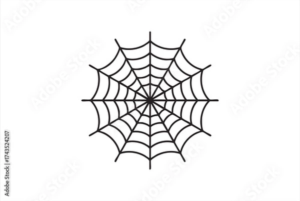 Fototapeta Minimalist spider web vector icon symbolizing Halloween and spooky design themes.