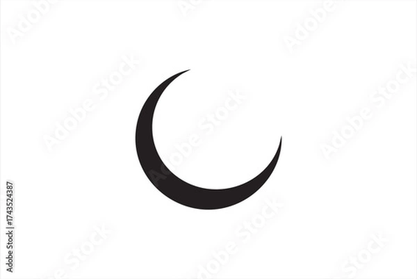 Fototapeta Minimalist crescent moon vector icon symbolizing night, sky, and celestial beauty.