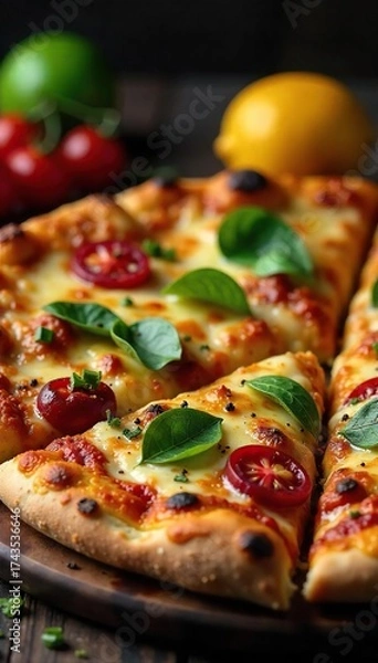 Fototapeta Rustic Spiced Pizza A Cozy Night In with Aromatic Spices and Chilli Sauce