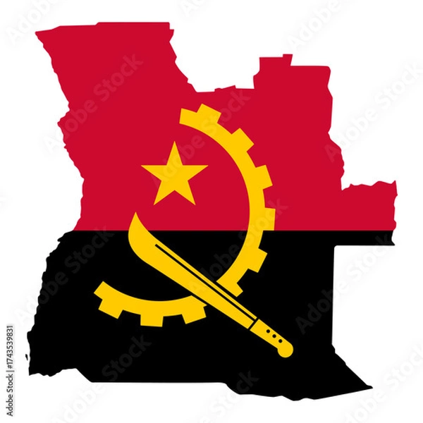 Fototapeta Angola Flag Map Combination with National Symbols