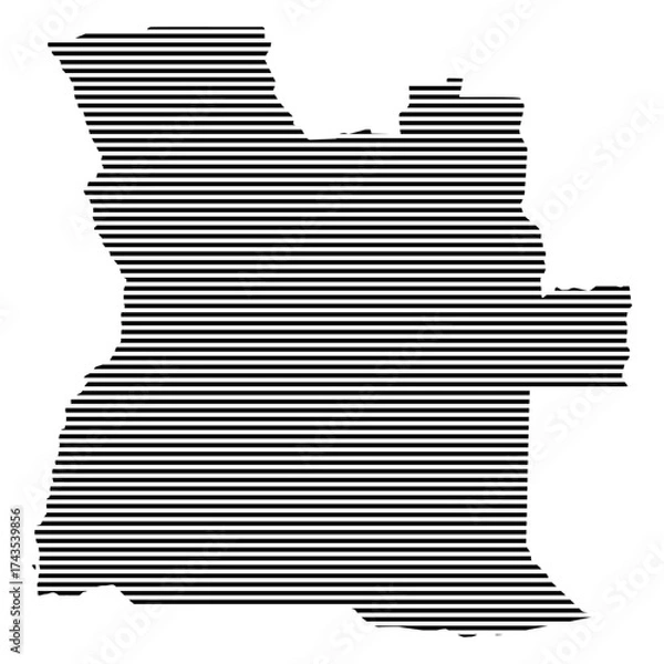 Fototapeta Angola Map with Horizontal Lined Pattern