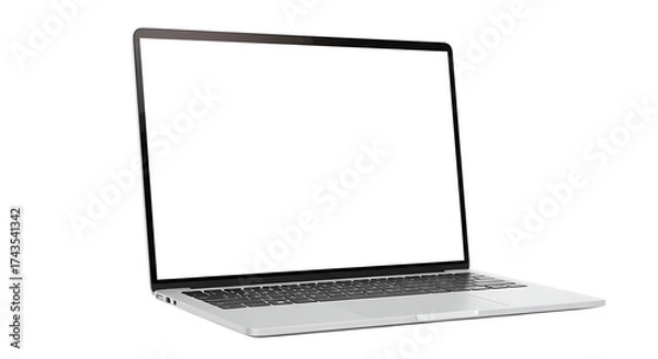 Fototapeta Laptop on white background with blank screen isolated for office and technology use