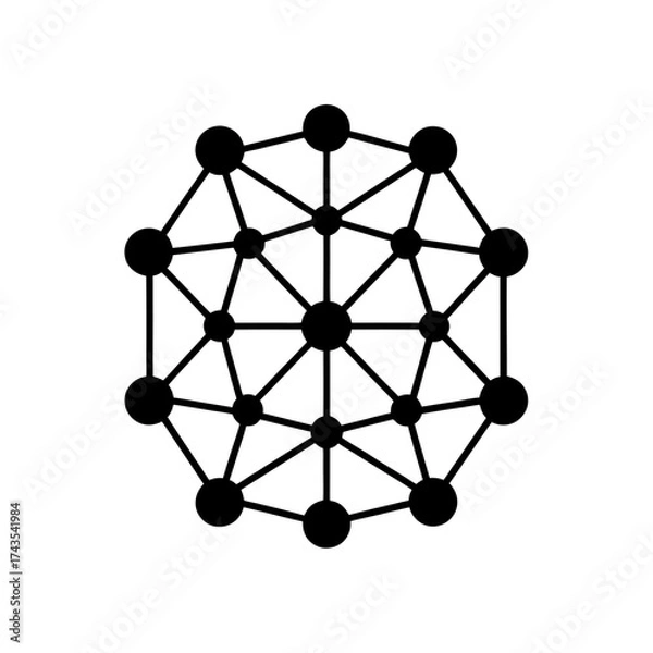 Fototapeta Geometric network of circles and lines art on transparent background silhouette