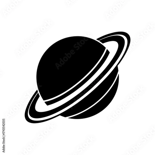 Fototapeta Illustration of a planet with rings design on transparent background silhouette